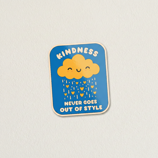 Kindness Never Goes Out of Style cute cloud raining hearts positive quote vinyl sticker