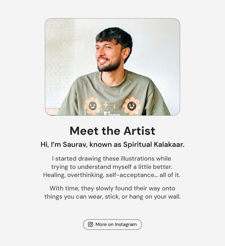 Artist Saurav also known as Spiritual Kalakaar creator of cute self love and healing illustrations